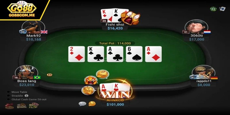 Thứ tự mạnh yếu trong ván poker trực tuyến